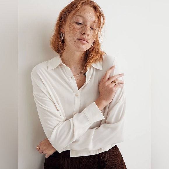 Madewell Tops - Madewell Lusterweave Hartfield Crop Shirt in Ivory - Size XXS